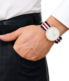 Daniel Wellington Classic Canterbury White Dial Two Tone Nylon Strap Watch For Men - DW00100002 Authentic Buy Shop Now
