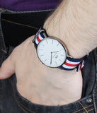Daniel Wellington Classic Canterbury White Dial Two Tone Nylon Strap Watch For Men - DW00100016 Authentic Buy Shop Now