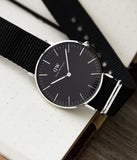 Daniel Wellington Classic Cornwall Quartz Black Dial Black Nylon Strap Watch For Women - DW00100151 Authentic Buy Shop Now