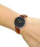 Daniel Wellington Classic Petite St Mawes Black Dial Brown Leather Strap Watch For Women - DW00100181 Authentic Buy Shop Now