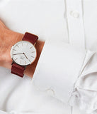 Daniel Wellington Classic Roselyn White Dial Maroon Nylon Strap Watch For Women - DW00100267 Authentic Buy Shop Now