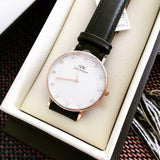 Daniel Wellington Classic Sheffield White Dial Black Leather Strap Watch For Women - DW00100076 Authentic Buy Shop Now