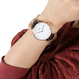 Daniel Wellington Classic York White Dial Brown Leather Strap Watch For Women - DW00100038 Authentic Buy Shop Now