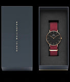 Daniel Wellington Classic Roselyn Black Dial Maroon Nylon Strap Watch For Women - DW00100273 Authentic Buy Shop Now