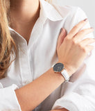 Daniel Wellington Classic Petite Bondi Black Dial White Leather Strap Watch For Women - DW00100283 Authentic Buy Shop Now