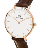Daniel Wellington Classic Petite Bristol White Dial Brown Leather Strap Watch For Women - DW00100227 Authentic Buy Shop Now