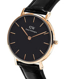 Daniel Wellington Classic Petite York Black Dial Brown Leather Strap Watch For Women - DW00100226 Authentic Buy Shop Now