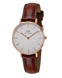 Daniel Wellington Classic Petite York White Dial Brown Leather Strap Watch For Women - DW00100176 Authentic Buy Shop Now