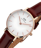 Daniel Wellington Classic Petite St Mawes White Dial Brown Leather Strap Watch For Women - DW00100231 Authentic Buy Shop Now