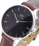 Daniel Wellington Classic Petite St Mawes Black Dial Brown Leather Strap Watch For Women - DW00100237 Authentic Buy Shop Now