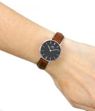 Daniel Wellington Classic Petite St Mawes Black Dial Brown Leather Strap Watch For Women - DW00100237 Authentic Buy Shop Now