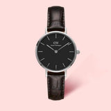 Daniel Wellington Classic Petite York Black Dial Brown Leather Strap Watch For Women - DW00100238 Authentic Buy Shop Now