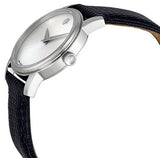 Movado Museum Quartz Silver Dial Black Leather Strap Watch For Men - 2100001 Authentic Buy Shop Now