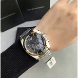 Emporio Armani Franco Black Dial Silver Steel Strap Watch For Men - AR0373 Authentic Buy Shop Now