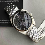 Emporio Armani Franco Black Dial Silver Steel Strap Watch For Men - AR0373 Authentic Buy Shop Now