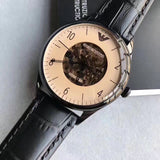 Emporio Armani Meccanico White Dial Black Leather Strap Watch For Men - AR1923 Authentic Buy Shop Now