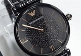 Emporio Armani Gianni T Bar All Black Diamond Dial Watch For Women - AR11245 Authentic Buy Shop Now