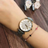 Emporio Armani Gianni T Bar Analog White Dial Two Tone Steel Strap Watch For Women - AR2076 Authentic Buy Shop Now