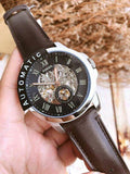 Fossil Grant Automatic Skeleton Black Dial Brown Leather Strap Watch for Men - ME3095 Authentic Buy Shop Now