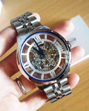 Fossil Townsman Automatic Skeleton Silver Dial Silver Steel Strap Watch for Men - ME3044 Authentic Buy Shop Now