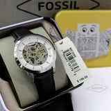 Fossil Townsman Automatic Skeleton White Dial Black Leather Strap Watch for Men - ME3085 Authentic Buy Shop Now