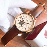 Fossil Townsman Beige Dial Brown Leather Strap Watch for Men - ME3105 Authentic Buy Shop Now