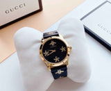 Gucci G-Timeless Black Dial Black Leather Strap Watch For Women - YA1264055 Authentic Buy Shop Now