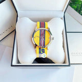 Gucci G Timeless Quartz Yellow & Purple Dial Yellow & Purple NATO Strap Watch For Men - YA1264069 Authentic Buy Shop Now