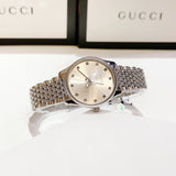 Gucci G Timeless Quartz Silver Dial Silver Steel Strap Watch For Women - YA1265019 Authentic Buy Shop Now
