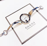 Gucci Guccissima Diamonds Mother of Pearl Dial Silver Steel Strap Watch For Women - YA134303 Authentic Buy Shop Now