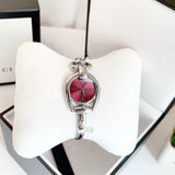 Gucci Horsebit Quartz Red Dial Silver Steel Strap Watch For Women - YA139502 Authentic Buy Shop Now