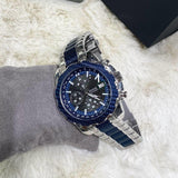 Guess Octane Chronograph Blue Dial Two Tone Steel Strap Watch for Men - W1046G2 Authentic Buy Shop Now