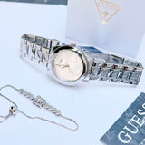 Guess Cubed Analog Silver Dial Silver Steel Strap Watch For Women - GW0606L1 Authentic Buy Shop Now