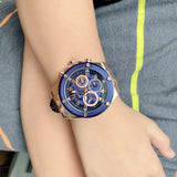 Guess Poseidon Chronograph Blue Dial Blue Silicone Strap Watch For Men - GW0425G3 Authentic Buy Shop Now