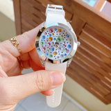 Guess Wanderlust Crystals Silver Dial White Rubber Strap Watch for Women - W1059L1 Authentic Buy Shop Now