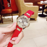 Guess Frontier Diamonds Gold Dial Red Rubber Strap Watch for Women - GW0045L2 Authentic Buy Shop Now