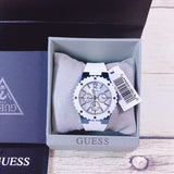 Guess Overdrive Chronograph White Dial White Rubber Strap Watch for Women - W0149L6 Authentic Buy Shop Now