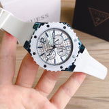 Guess Overdrive Chronograph White Dial White Rubber Strap Watch for Women - W0149L6 Authentic Buy Shop Now