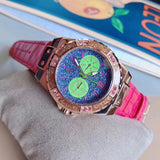 Guess Limelight Quartz Multicolor Dial Red Leather Strap Watch For Women - W0775L4 Authentic Buy Shop Now