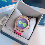 Guess Limelight Quartz Multicolor Dial Red Leather Strap Watch For Women - W0775L4 Authentic Buy Shop Now