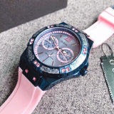 Guess Limelight Blue Dial Pink Rubber Strap Watch For Women - W0775L5 Authentic Buy Shop Now