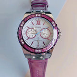 Guess Limelight Quartz Silver Dial Purple Leather Strap Watch For Women - W0775L6 Authentic Buy Shop Now