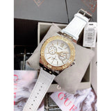 Guess Limelight Quartz Silver Dial White Leather Strap Watch For Women - W0775l8 Authentic Buy Shop Now