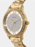 Guess Analog Diamonds Silver Dial Gold Steel Strap Watch For Women - W1013l2 Authentic Buy Shop Now