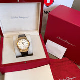 Salvatore Ferragamo F-80 Classic Silver Dial Brown Leather Strap Watch for Men - SFDT00419 Authentic Buy Shop Now