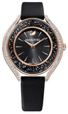 Swarovski Crystalline Aura Black Dial Black Leather Strap Watch for Women - 5558634 Authentic Buy Shop Now