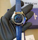 Swarovski Octea Lux Moon Crystal Blue Dial Blue Leather Strap Watch for Women - 5516305 Authentic Buy Shop Now