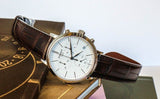 Tissot Carson Premium Chronograph White Dial Brown Leather Strap Watch For Men - T122.417.16.011.00 Authentic Buy Shop Now