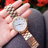 Marc Jacobs Baker White Dial Rose Gold Steel Strap Watch for Women - MBM3244 Authentic Buy Shop Now