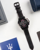 Maserati Ingegno Chronograph Black Dial Black Leather Strap Watch For Men - R8871619003 Authentic Buy Shop Now